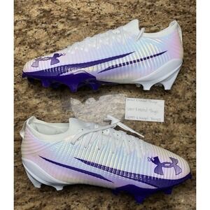 Men Size 13.5 Under‎ Armour UA Blur Pro White Purple Football Cleats 3028220-104